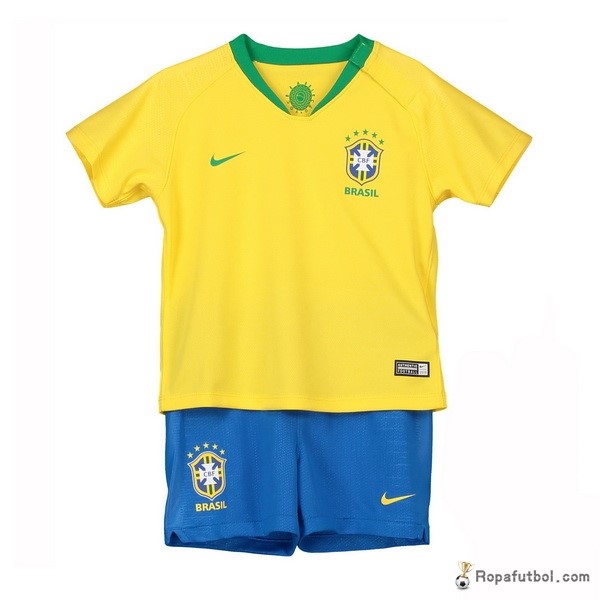 Camiseta Brasil Replica Primera Ropa Niños 2018 Amarillo